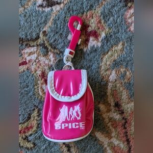 Vintage Spice Girls Pink White Keychain mini bag